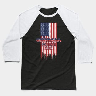 State of Georgia Patriotic Distressed Design of American Flag With Typography - Land That I Love Baseball T-Shirt